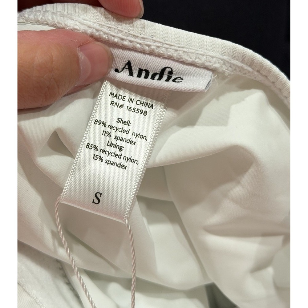 NWT Andie Swim The Amalfi One Piece Swimsuit White Eco Ribbed Women's Size Small - Picture 9 of 9
